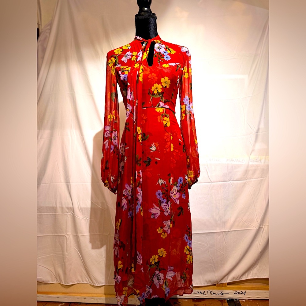 ERDEM silk long dress SZ XS. Authentic ERDEM elegant dress in a muted orange.